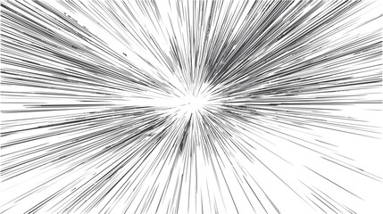 Radiating black and white speed lines forming a dynamic burst pattern. Vector illustration