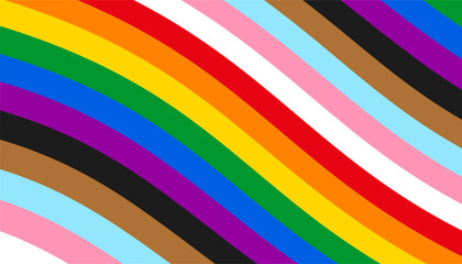 Obraz premium Pride wavy background, wave rainbow LGBT flag colors isolated, LGBTQ gay pride stripes background - vector