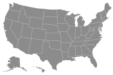 Map of the United States of America with political division on states, USA map