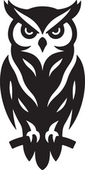 Fototapeta premium Owl Black Silhouette Vector, Nocturnal Bird Clipart & Mysterious Wildlife Design
