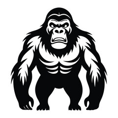 Fototapeta premium Silhouette of a gorilla black and white vector clipart