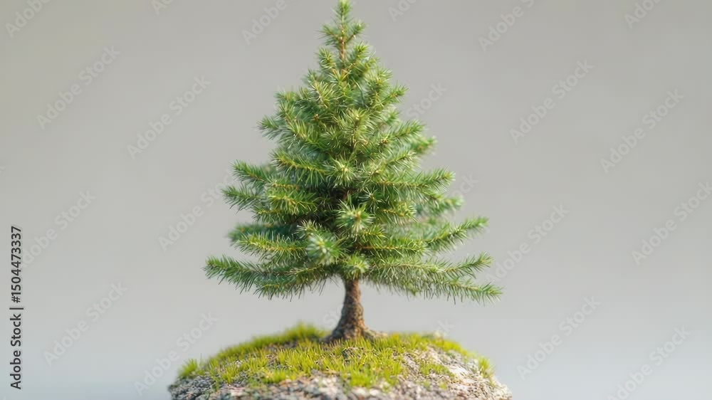 Poster a small pine tree growing out of the crevices of a rocky surface, highlighting its ability to thrive