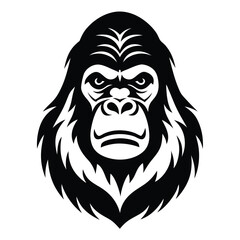 Silhouette of a gorilla black and white vector clipart