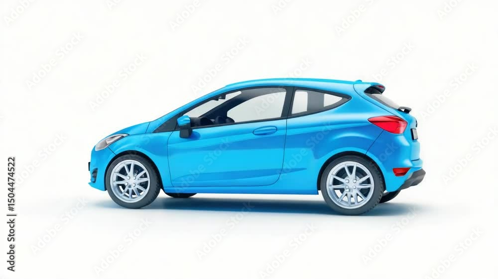 Poster a blue car is depicted on a plain white background, providing a clear and simple visual representati