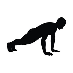 a man Push-up exercise vector silhouettes 