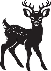 Obraz premium Baby Deer Black Silhouette Vector, Cute Woodland Animal Clipart & Nature Design