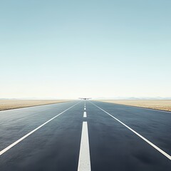 Airport Runway Extending To Horizon On Clear White Background