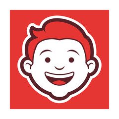Vector illustration of a smiling cartoon boy face with red hair and a happy expression