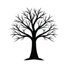 Black silhouette tree vector illustration on white background suitable for various design projects