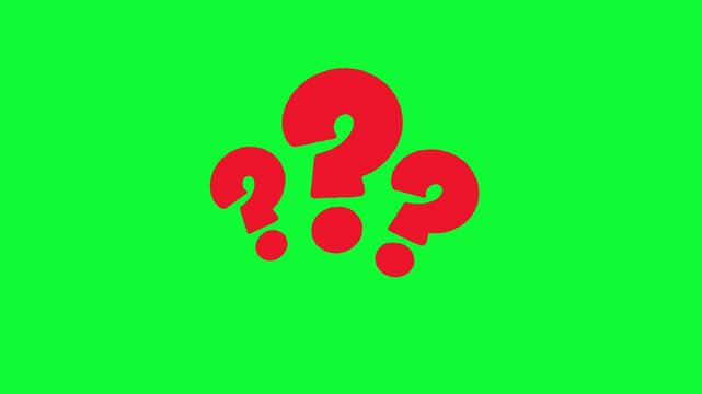 4K Animated Question Mark Icon Dynamic Query & Information Symbol for FAQs, Quizzes & Problem Solving Footage, Green Screen Chroma Key