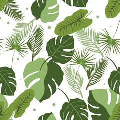 Summer tropical plant pattern. Vector illustration