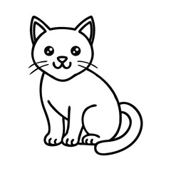 
A minimalist black and white cartoon cat with large eyes and a simple outline. cat logo and icon