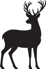 Fototapeta premium Deer Black Silhouette Vector, Majestic Wildlife Clipart & Forest Animal Design