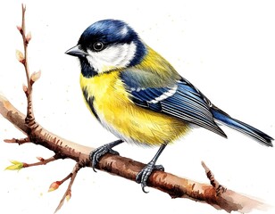 Fototapeta premium titmouse. Watercolor illustration on white background