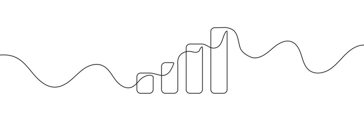 Growing graph in continuous line drawing style. Line art business chart icon. Vector illustration. Abstract background