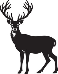 Fototapeta premium Deer Black Silhouette Vector, Majestic Wildlife Clipart & Forest Animal Design