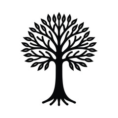 Doodle tree stencil icon vector silhouette 