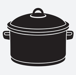 crock pot silhouette vector art illustration, stainless steel pot