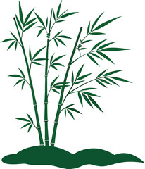 Stylized Green Bamboo Stalks Illustration with Transparent Background