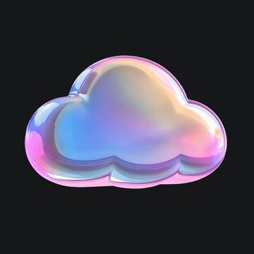 Colorful iridescent cloud illustration animation isolated asset, transparent 4K video, alpha channel, ProRes 4444
