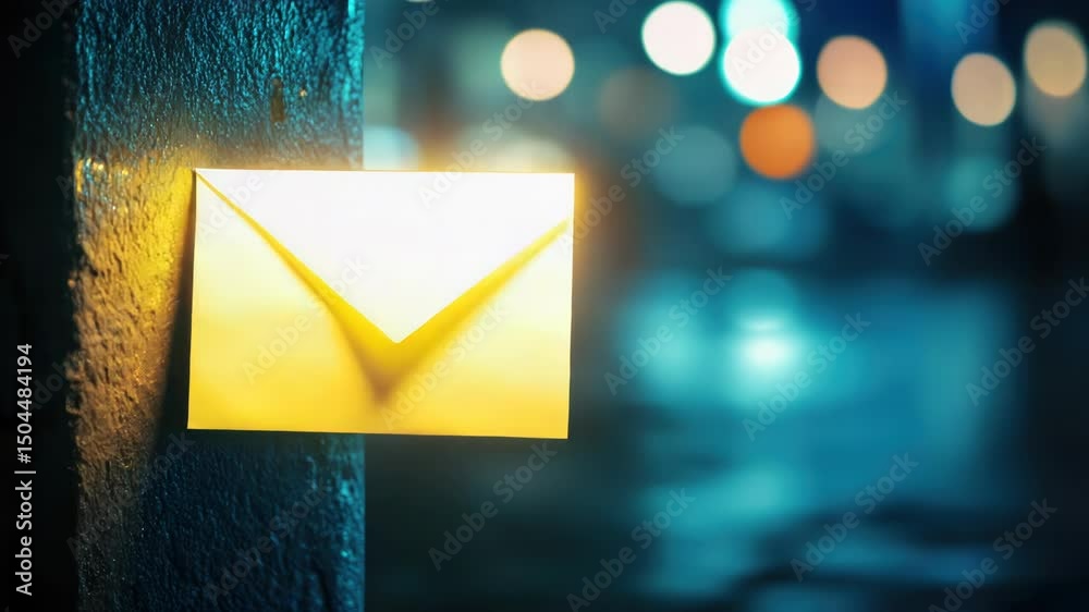 Poster a close-up shot of a mail envelope stuck to a wall