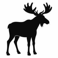 Obraz premium AI Generated Moose Vector Silhouette Isolate White Background