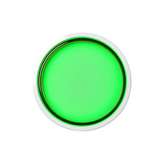 Bright green circular light button modern design 3d on transparent background