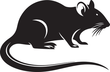 Obraz premium Rat Black Silhouette Vector, Urban Rodent Clipart & Creepy Animal Design