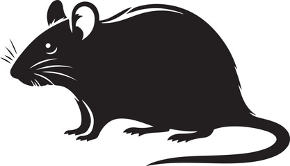 Obraz premium Rat Black Silhouette Vector, Urban Rodent Clipart & Creepy Animal Design