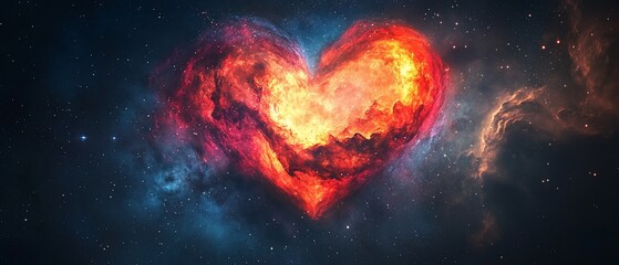 Cosmic heart Nebula in form of heart, celestial. Stars, orange, blue tones