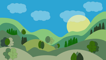 flat image sun over meadow