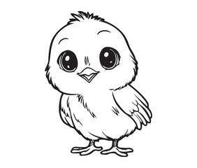 Obraz premium Cartoon chicken vector illustration. Cut baby chicken outline drawing for coloring