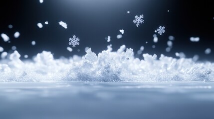 Sparkling snowflakes and frosty winter scene