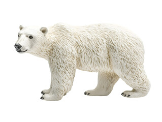 Fototapeta premium Isolated Polar Bear Figurine Standing on a Transparent Background in Studio Shot