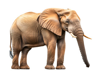 Obraz premium African Elephant Standing Isolated on White Background