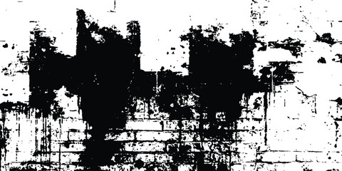 Black and white Old grungy brick wall texture background. Vector black and white brick wall grange texture. Texture of a brick wall with cracks and scratches which can be used as a background