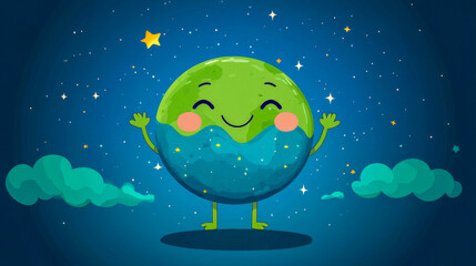 Obraz premium Planet Earth being handed from older to younger generation in symbolic scene