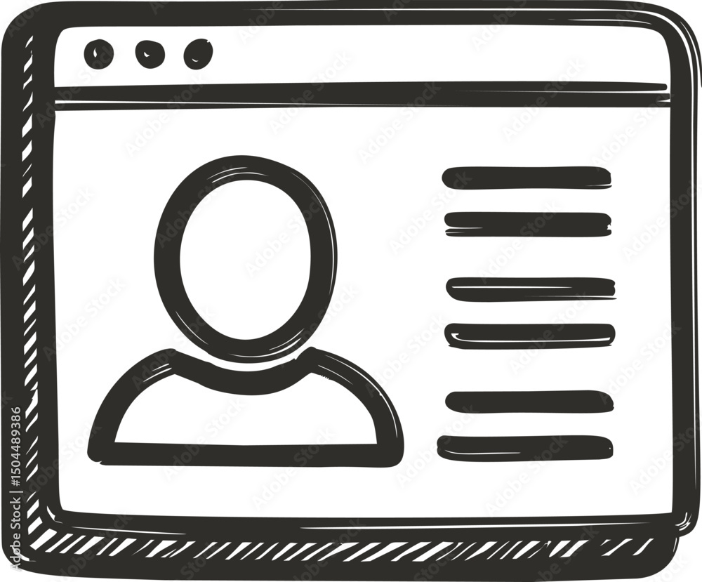 Leinwandbilder sketch of a digital user profile interface with avatar and text elements. vector illustration