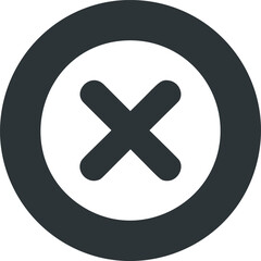 Obraz premium Black circle with a white cross symbol on a light gray background, bold design. Vector illustration