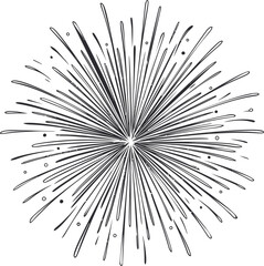 Black and white radial abstract pattern with lines and circles. Vector illustration