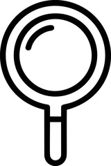 Black and white magnifying glass icon line drawing with thick outline simplicity. Vector illustration