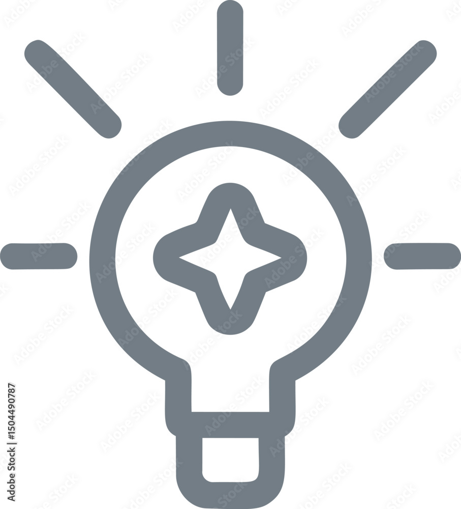 Aufkleber grey light bulb icon with star inside and radiating lines digital concept. vector illustration