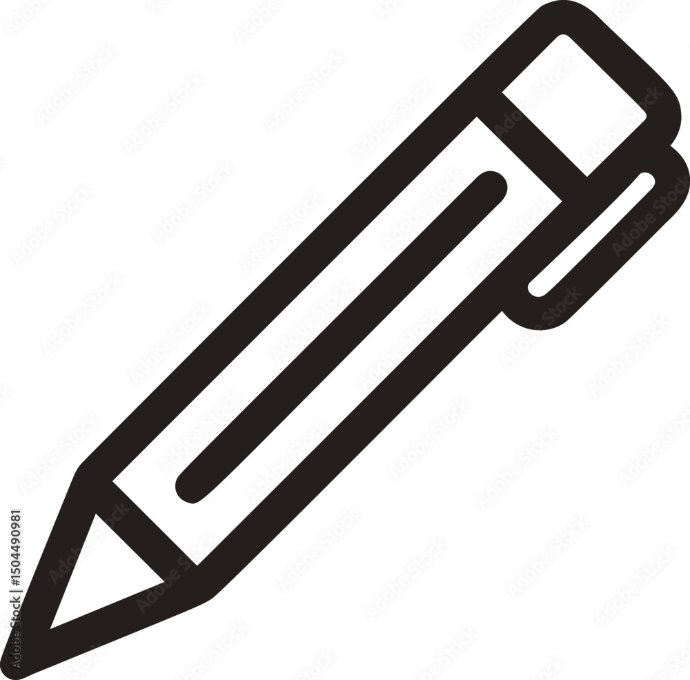 Poster Black and white icon of a pencil with minimal design in digital format. Vector illustration
