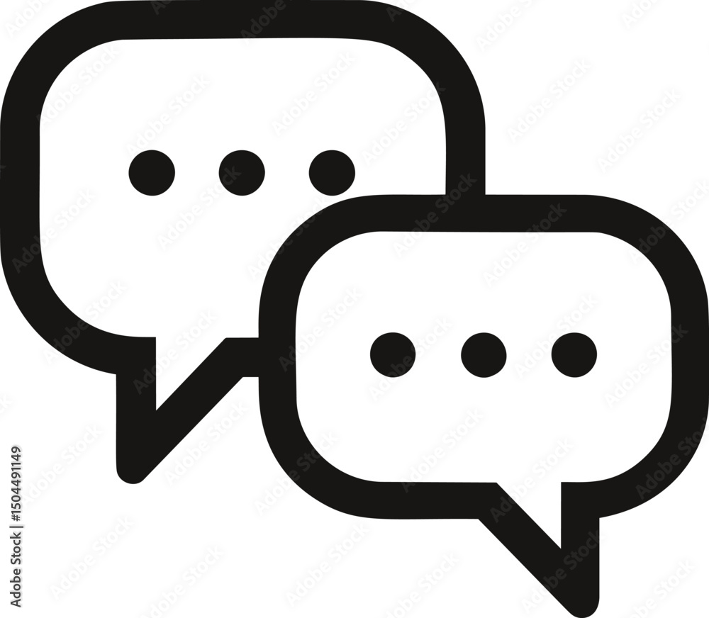 Aufkleber Two overlapping speech bubbles with dots representing communication icon. Vector illustration