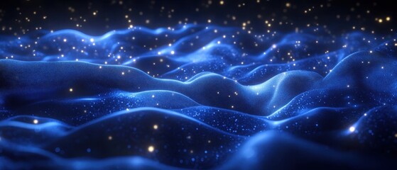 Obraz premium Futuristic waves and cosmic light in a starry space scene