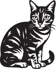 Bengal cat silhouette black and white, Elegant wild cat profile minimal art