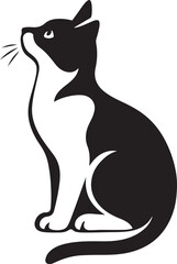 Cat looking up silhouette illustration, Curious pet cat minimal design