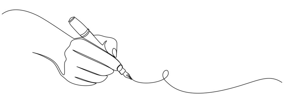 line art hand writing continuous line art drawing hand with pen line art illustration