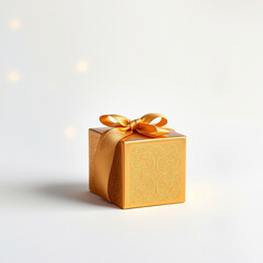 A beautiful golden gift box design with a white background color.