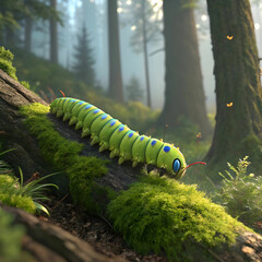 3d rendering of forest caterpillar